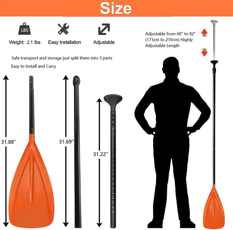 LBW 3 Piece SUP Paddle Board Paddle Floating Portable Paddleboard Accessories Adjustable Double Holes Lock Sturdy & Ergonomic for Surfing Beginner - Image 3